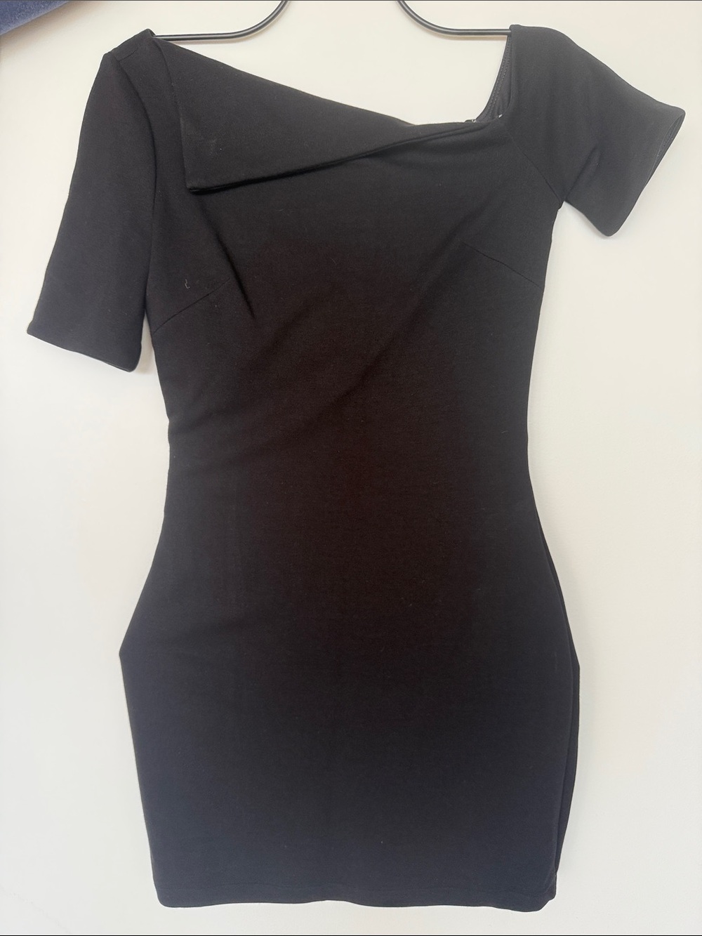 Bailey 44 Black Asymmetric Short Sleeve Mini Dress